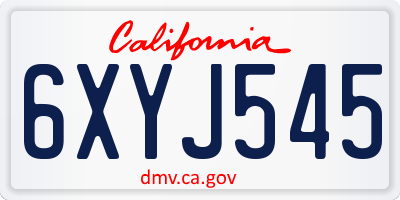 CA license plate 6XYJ545
