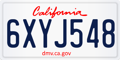 CA license plate 6XYJ548