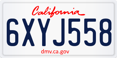 CA license plate 6XYJ558