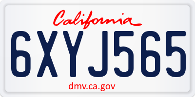 CA license plate 6XYJ565