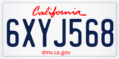CA license plate 6XYJ568