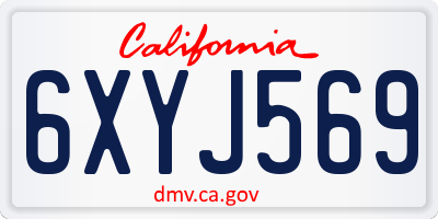 CA license plate 6XYJ569