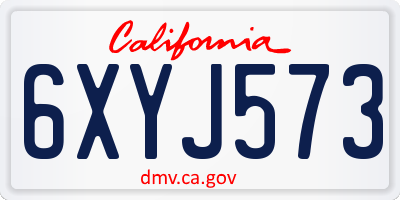 CA license plate 6XYJ573