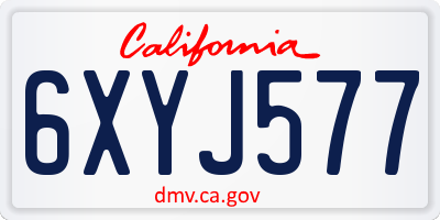 CA license plate 6XYJ577