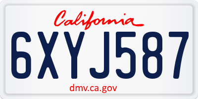 CA license plate 6XYJ587