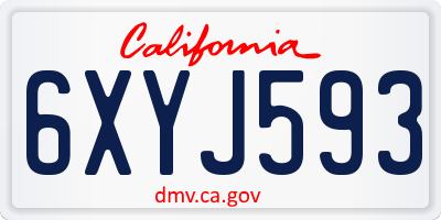 CA license plate 6XYJ593