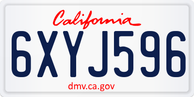 CA license plate 6XYJ596