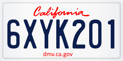 CA license plate 6XYK201