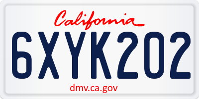 CA license plate 6XYK202