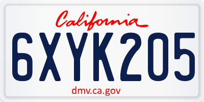 CA license plate 6XYK205