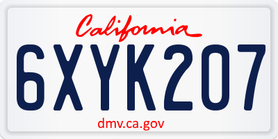 CA license plate 6XYK207