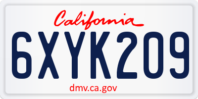 CA license plate 6XYK209