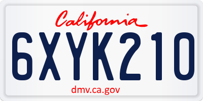 CA license plate 6XYK210