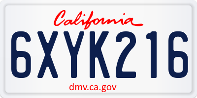 CA license plate 6XYK216
