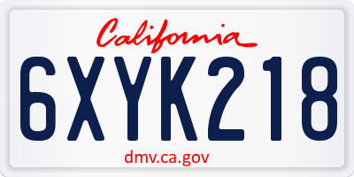 CA license plate 6XYK218