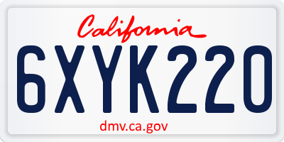 CA license plate 6XYK220
