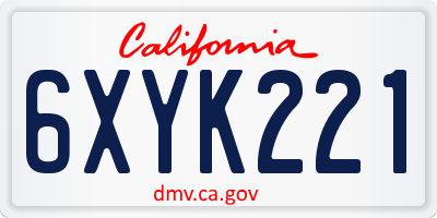 CA license plate 6XYK221