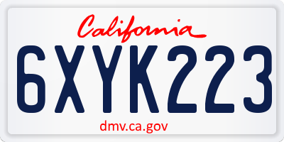 CA license plate 6XYK223