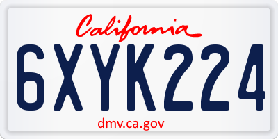 CA license plate 6XYK224