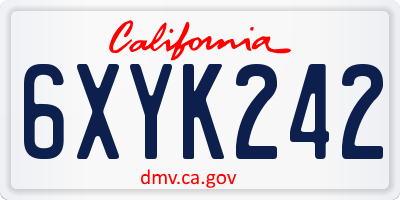 CA license plate 6XYK242