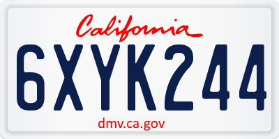 CA license plate 6XYK244