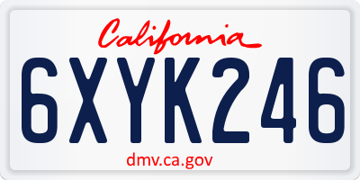 CA license plate 6XYK246