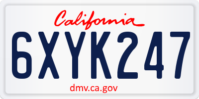 CA license plate 6XYK247