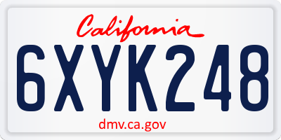 CA license plate 6XYK248