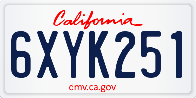 CA license plate 6XYK251