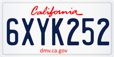 CA license plate 6XYK252