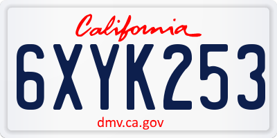 CA license plate 6XYK253
