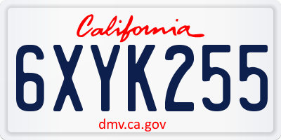 CA license plate 6XYK255