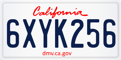 CA license plate 6XYK256