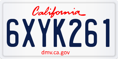 CA license plate 6XYK261