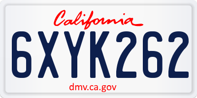 CA license plate 6XYK262