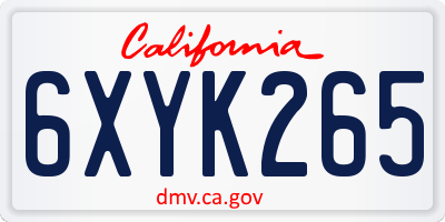 CA license plate 6XYK265