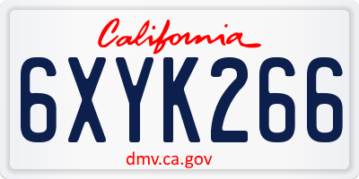 CA license plate 6XYK266