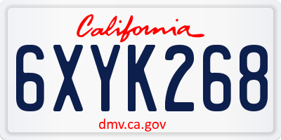 CA license plate 6XYK268