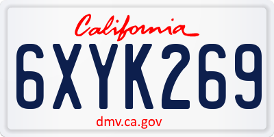 CA license plate 6XYK269