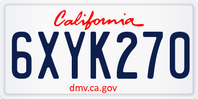 CA license plate 6XYK270