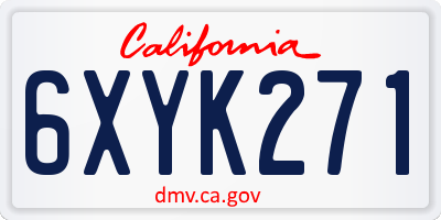CA license plate 6XYK271