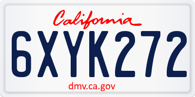 CA license plate 6XYK272