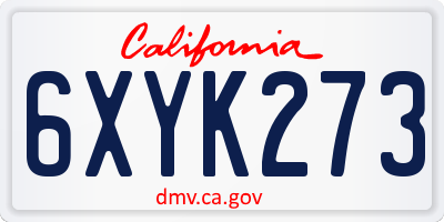 CA license plate 6XYK273