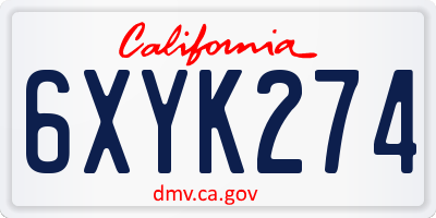CA license plate 6XYK274