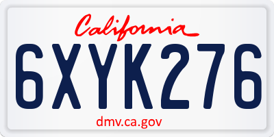CA license plate 6XYK276