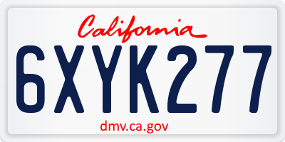 CA license plate 6XYK277