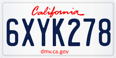 CA license plate 6XYK278