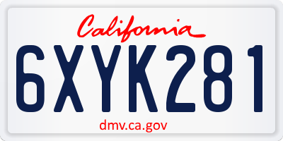 CA license plate 6XYK281