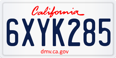 CA license plate 6XYK285