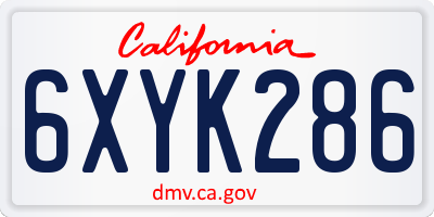 CA license plate 6XYK286